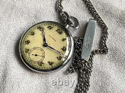 Movado Pocket Watch 1930s Swiss Working Old Vintage Rare 2501TY