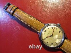 Movado Rare Beautiful Vintage'40 Mechanical All S. Steel Case Swiss Made