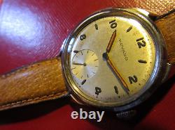 Movado Rare Beautiful Vintage'40 Mechanical All S. Steel Case Swiss Made