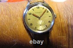 Movado Rare Beautiful Vintage'40 Mechanical All S. Steel Case Swiss Made