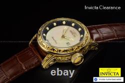 NOS RARE Invicta Vintage 52mm Swiss Made Quartz MOP Dial Brown Tone SS Men Watch