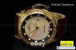 NOS RARE Invicta Vintage 52mm Swiss Made Quartz MOP Dial Brown Tone SS Men Watch