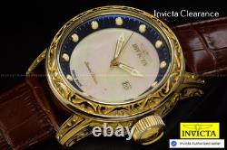 NOS RARE Invicta Vintage 52mm Swiss Made Quartz MOP Dial Brown Tone SS Men Watch