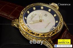 NOS RARE Invicta Vintage 52mm Swiss Made Quartz MOP Dial Brown Tone SS Men Watch
