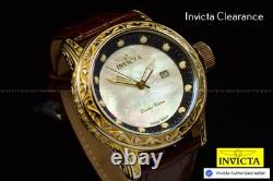 NOS RARE Invicta Vintage 52mm Swiss Made Quartz MOP Dial Brown Tone SS Men Watch