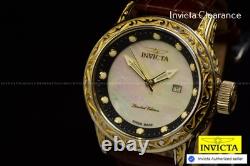 NOS RARE Invicta Vintage 52mm Swiss Made Quartz MOP Dial Brown Tone SS Men Watch