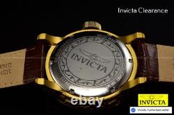 NOS RARE Invicta Vintage 52mm Swiss Made Quartz MOP Dial Brown Tone SS Men Watch