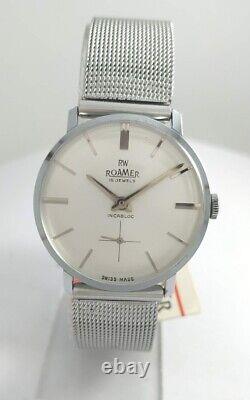 NOS RW Roamer INCABLOC 15Jewels Rare Vintage1970', HW, Small seconds, Swiss Made