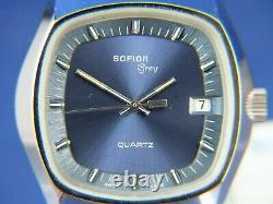 NOS Vintage Sofior Grey Electronic Quartz Watch 1970s Swiss Tissot Cal 2030 RARE