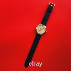 Nevada Bermuda Vintage Watch Rare Dial Black Leather Mens Swiss