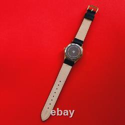 Nevada Bermuda Vintage Watch Rare Dial Black Leather Mens Swiss