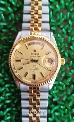 Nice & Rare Vintage Titoni Cosmo King Automatic 25 Jewels Swiss 2 tone Watch