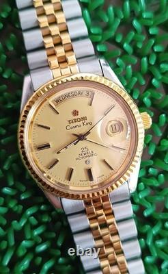 Nice & Rare Vintage Titoni Cosmo King Automatic 25 Jewels Swiss 2 tone Watch