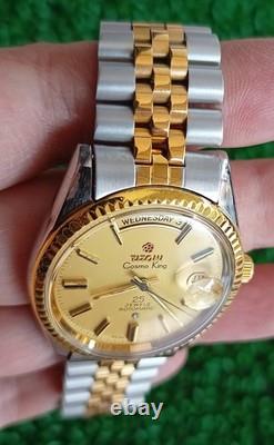 Nice & Rare Vintage Titoni Cosmo King Automatic 25 Jewels Swiss 2 tone Watch