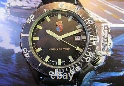 North Eagles Marina Militare Vintage'80 Rare Black Military Watch Swiss