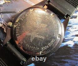 North Eagles Marina Militare Vintage'80 Rare Black Military Watch Swiss