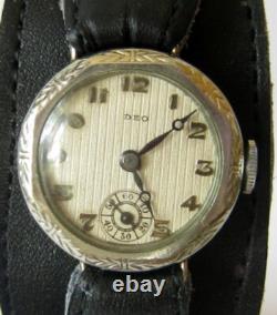 Nos Art Deco Men's Vintage Rare Ww2 Era Sub Second Men's Swiss Watch Deo # 95c