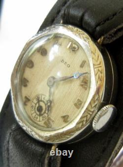 Nos Art Deco Men's Vintage Rare Ww2 Era Sub Second Men's Swiss Watch Deo # 95c