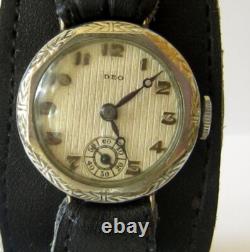 Nos Art Deco Men's Vintage Rare Ww2 Era Sub Second Men's Swiss Watch Deo # 95c