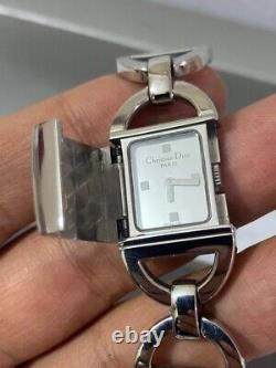 Nos Christian Dior Pandiora D 78-100 Vintage Silver Swiss Watch 19 MM Steel Rare