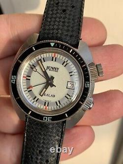 ON SALE Rare Vintage Jenny Sealab Diver Alarm Mens Watch 39mm Swiss Cal. AS 1931