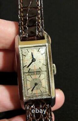 Original Vintage Duo Dial Doctor's Swiss Wrist Watch, Circa 1930, Rare