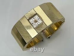 Oris Vintage Watch Rare Swiss Made Gold Tone Metal Cuff Band Hand Winding