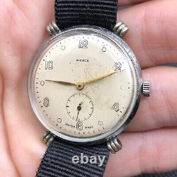 PIERCE Vintage Military Swiss Watch 35mm Rare