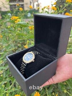 POLICE Luxury Watch Vintage Blue Dial Golden Case 90s Swiss Two Tone Rare