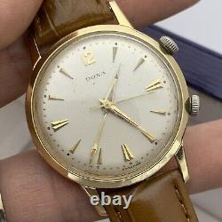 RARE 18K Solid Gold DOXA With Alarm Swiss Made RUNS STRONG! WORKS GREAT