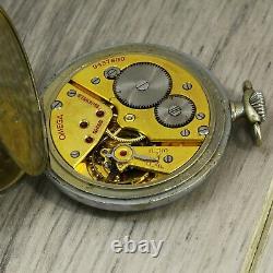 RARE 1940's OMEGA 38.5 LT1 Swiss made mechanical pocket watch enamel dial