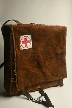 RARE @ 1950 Vintage Swiss Army Medic Military Backpack/Rucksack Fur & Leather