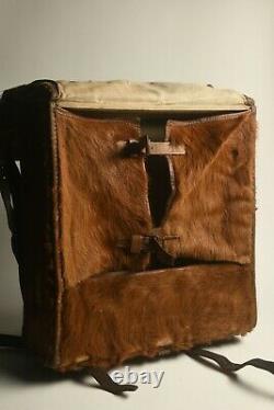 RARE @ 1950 Vintage Swiss Army Medic Military Backpack/Rucksack Fur & Leather