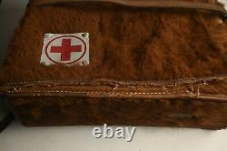 RARE @ 1950 Vintage Swiss Army Medic Military Backpack/Rucksack Fur & Leather