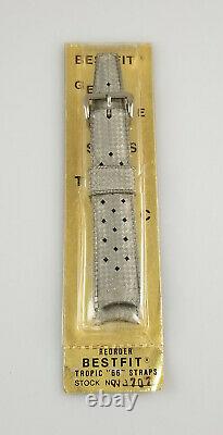 RARE 19mm VINTAGE TROPIC GREY NOS DIVERS WATCH STRAP BAND CURVED 1960s SWISS