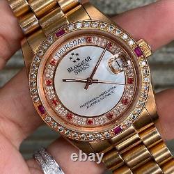 RARE Blansacar President Horological MOP Dial Automatic Swiss Diamond Vintage