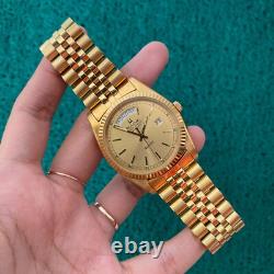 RARE Bulova Super Seville Day & Date Quartz Gold Vintage Man Watch Swiss Made