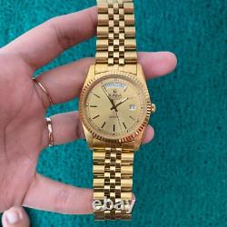 RARE Bulova Super Seville Day & Date Quartz Gold Vintage Man Watch Swiss Made