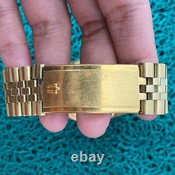 RARE Bulova Super Seville Day & Date Quartz Gold Vintage Man Watch Swiss Made