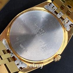 RARE Bulova Super Seville Day & Date Quartz Gold Vintage Man Watch Swiss Made