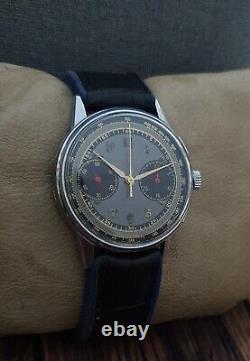 RARE! CHRONOGRAPHE SUISSE PILOT L. 48 SS 36mm VINTAGE 60's RARE 17J SWISS WATCH