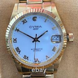 RARE CYMA 1862 Automatic 25 Jewels White Dial Watch Men Vintage Swiss Made