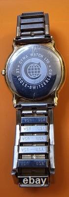 RARE! Cyma Date Two Tone Quartz Swiss Made Vintage Men Watch, New Battery