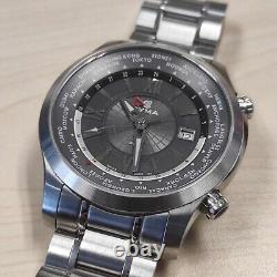 RARE Cyma Le Locle World Time GMT Quartz Swiss Made Sapphire Vintage Watch