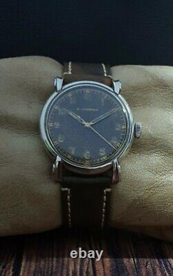 RARE! E. GUBELIN WWII 1940 MILITARY cal. S852 VINTAGE 37mm RARE 15J SWISS WATCH