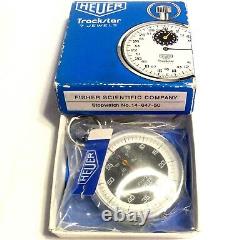 RARE NEW VINTAGE FISHER HEUER STOPWATCH 1970's 7 Jewels Swiss Box Manual & Tags