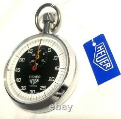 RARE NEW VINTAGE FISHER HEUER STOPWATCH 1970's 7 Jewels Swiss Box Manual & Tags