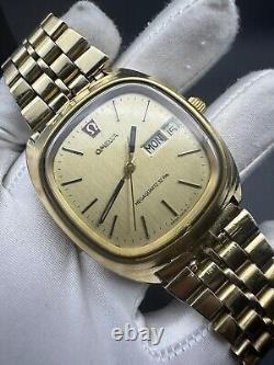 RARE OMEGA MEGAQUARTZ 32 KHZ TV WATCH GENEVE VINTAGE 80s SWISS MEN FUNCTIONAL