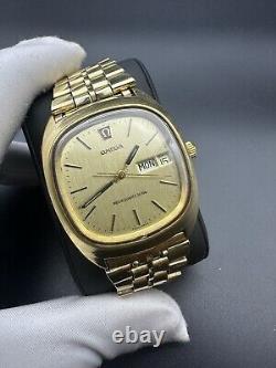 RARE OMEGA MEGAQUARTZ 32 KHZ TV WATCH GENEVE VINTAGE 80s SWISS MEN FUNCTIONAL