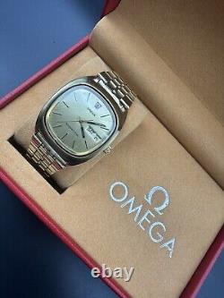 RARE OMEGA MEGAQUARTZ 32 KHZ TV WATCH GENEVE VINTAGE 80s SWISS MEN FUNCTIONAL